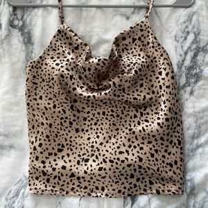 Leopard satin crop top